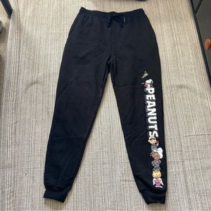 Peanuts Black Drawstrings Joggers Size M (7-9)